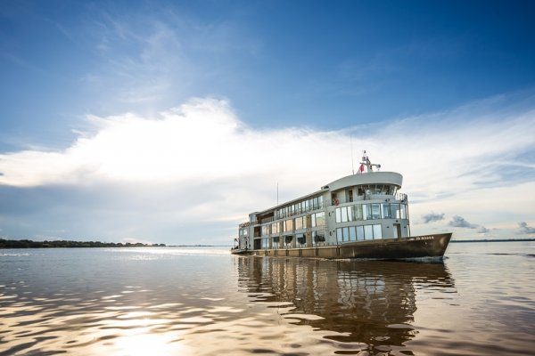 Cruise ship sailing in the Amazon 