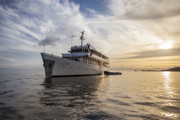 Grace cruise ship sailing in the sunset